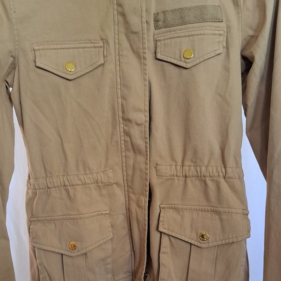 GUESS Factory womens MOTO JACKET BEIGE Size SMALL CANVAS coat **COLOR = BEIGE** - Picture 5 of 15